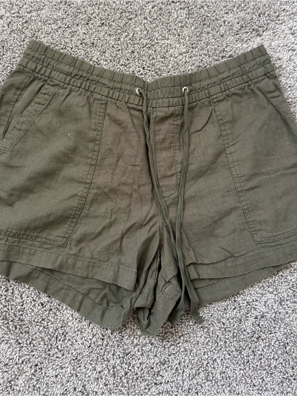 GAP Olive Drawstring Casual Linen-Blend Shorts